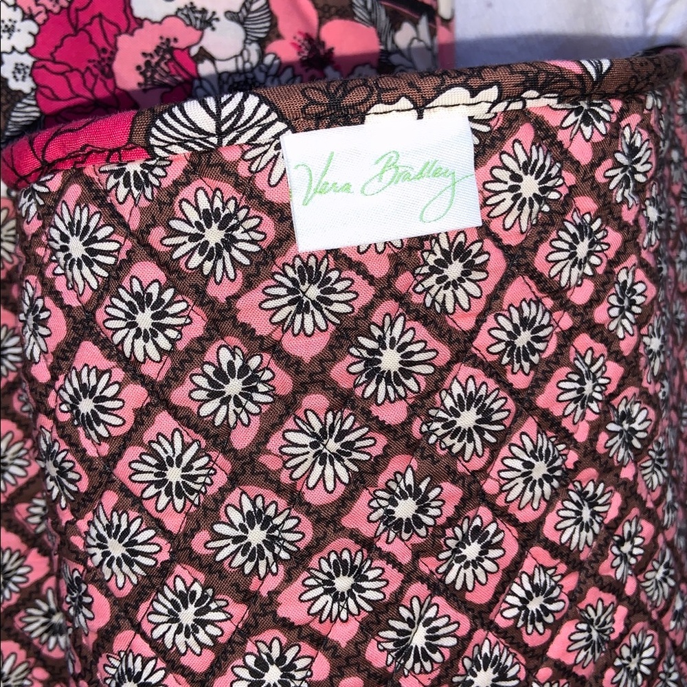 Vera Bradley MOCHA ROUGE Pink and Brown Floral Quilted garment suit Bag - Picture 3 of 7